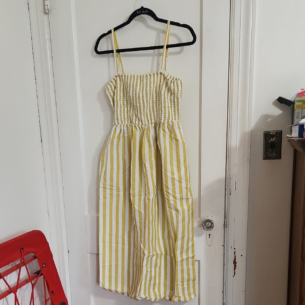 A New Day Yellow Striped Midi Dress